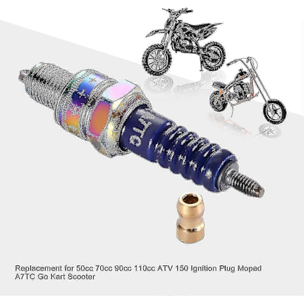 4st Blå A7tc Högpresterande Tändstift Ersättning För Motorcykel Tändstift Ersättning För Mopeder 50cc 70cc 90cc 110cc Och Atv 150 Tändstift Re