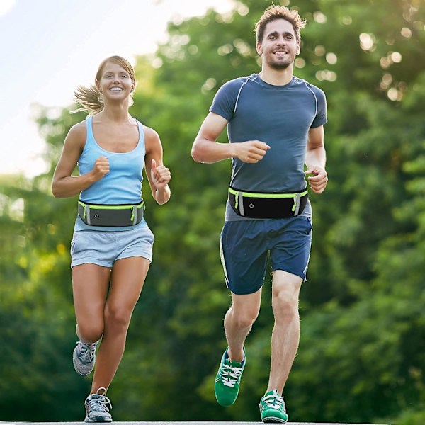 Midjeväska Löparbälte Reflex Löparbälte för Vandring Fitness Cykling Träning Gym Resor Jogging Fickbälte (Svart)