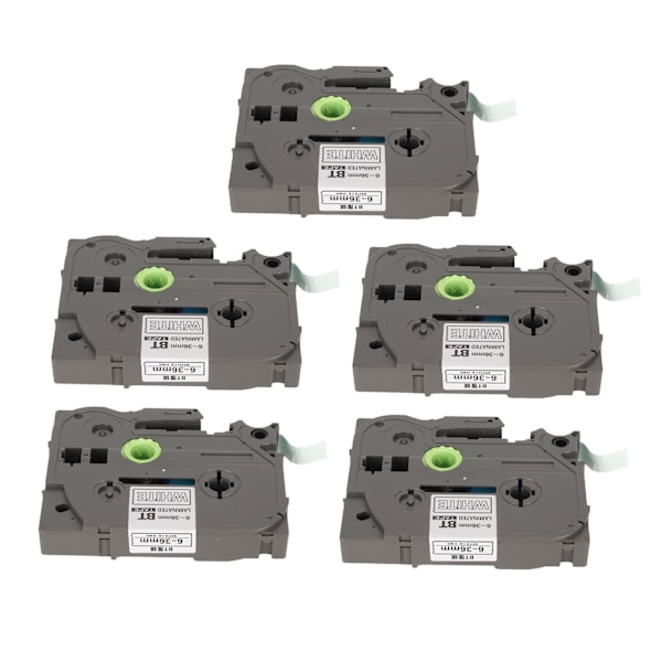 5 kpl tarranauha 9 mm laminoitu vedenpitävä väripitävä multi tarranauha PT D210 PT D200 PT H110 PT D400 valkoinen vihreällä Bze 725