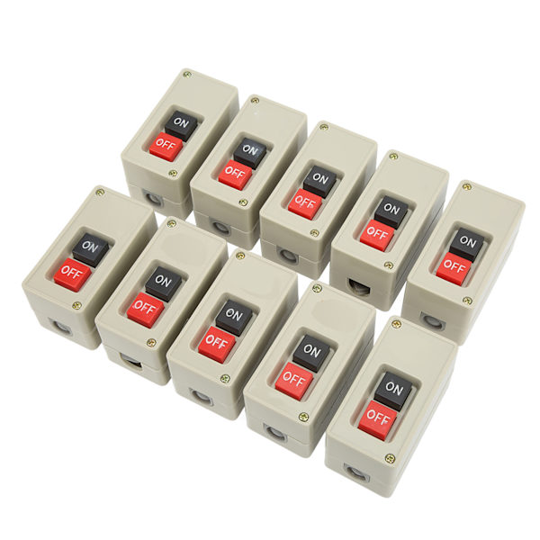 10 stk 3-faset motorafbryder 2 positioner selvnulstilling Power Press Button Switch til distributionsbokse 380V 30A