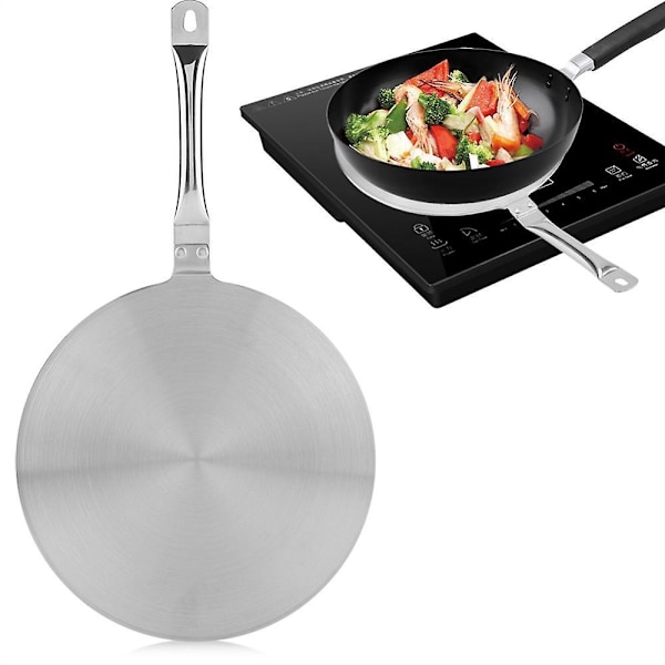 20 cm induksjonskomfyradapter, induksjonsrelédisk, induksjonsvarmesprederplatekonverter i rustfritt stål induksjonsplateholder (20 cm)