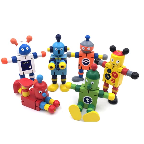 Tre valnøtt dukker roboter actionleker fleksible ledd roboter gave til barn