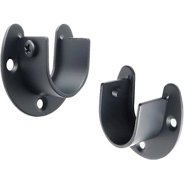 Formet Gardinstangbrakett, Garderobestang Avslutninger, Hengerstang Avslutninger for Gardiner eller Garderobe, Matt Svart Rustfritt Stål, 32mm 2 stk