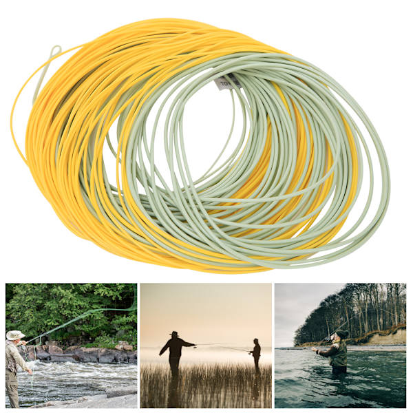 Nylon Grön Gul PVC Beläggning Svetsad Ring Motvikt Front Flytande Flugfiske LineWF6F
