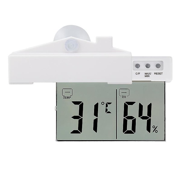 Luftfuktighetsmätare, Multifunktionell Temperatur- och Luftfuktighetsmätare för Hemmet med Sugkopp, Digital LCD-skärm, °C/°F-omkopplare, Exakta Mätningar för Kontor