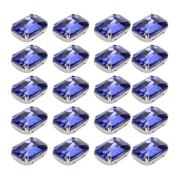 20 st DIY klodiamanter bröllopsklänning retro mode hantverk glas kläddekorationer 13 x 18 mm kungligt blå rektangel glas klodiamant