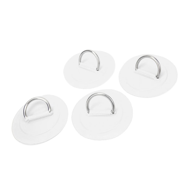 4 stk oppblåsbare båt D-ring pute patch PVC slitesterk marine rustfritt stål fast spenne (hvit)