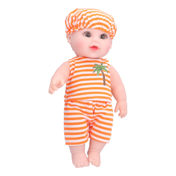Interaktiv babydocka mjuk vinylkropp nyfödd babydocka simuleringsbabydocka orange