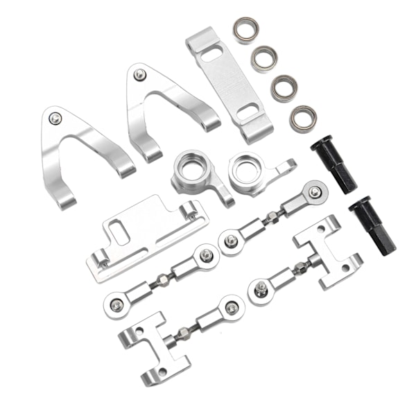 RC Aluminium Övre Nedre Upphängningsarm Styrkopp Hex Adapter Metalltillbehör Set för WPL D12 RC BilSilver