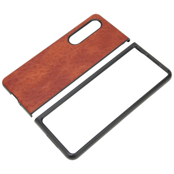 Business PU Läder Telefonfodral för Galaxy Z Fold 3 Reptålig Fällbar Skärm Telefonfodral Kaffe