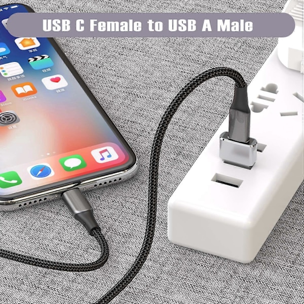 USB till USB C Adapter 3-pack, Typ C Hona till USB A Hane Konverterare