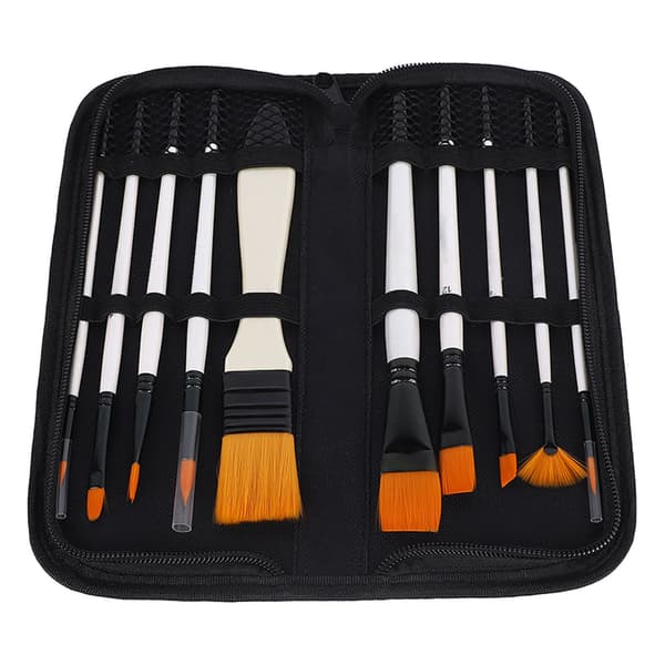10 st penslar vit stång nylonull akvarellfärg oljefärg penselset för studenter