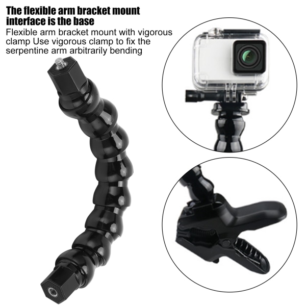 Flexibel Monopod Gooseneck käftfäste med 1/4in skruvhål