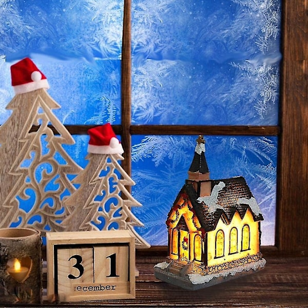 Julhus Utsökt Lysande Hartsstuga, Snöbyhus Miniatyr Julharts Hus Utsökt Mini LED Blinkande Hartshus