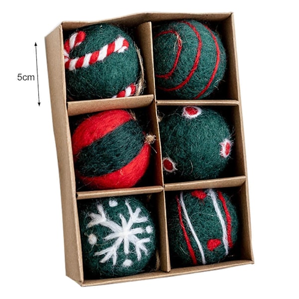 6/36 st Jul Filtboll Snöflinga Snögubbe Enfärgad Okrossbar Återanvändbar Julgran Hängande Boll Ornament Hänge A
