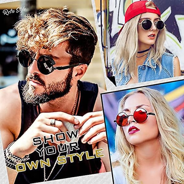 Runde polariserede retro solbriller i metal - UV400-beskyttelse, unisex