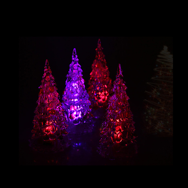 Bordslampa LED Julgran 7 Färgförändrande Ljusa Akryl Julgranar med Ornament Jul Dekoration