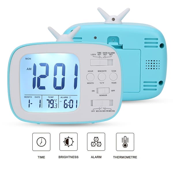 Smart Väckarklocka Multifunktionell LED Digital Display 12/24 Timmar Växling Hushåll Sovrum Tillbehör Blå