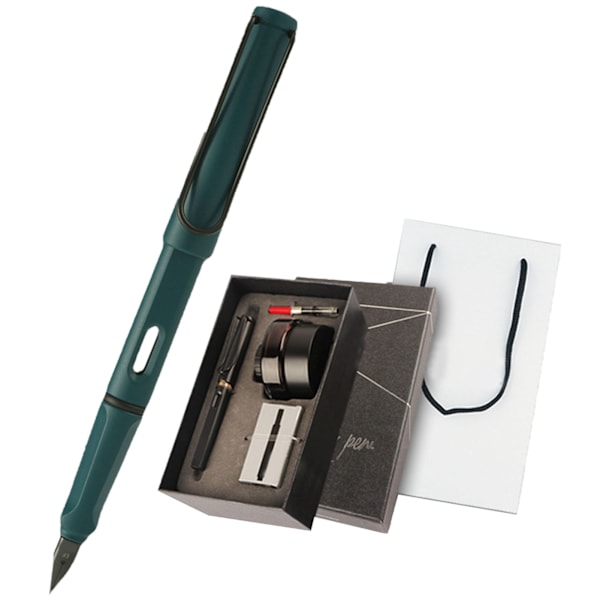 Pen Ink Gaveeske Sett 0.5MM Nib Glattere Skrive Utsøkt Pen Kalligrafi Sett for Ferie Bursdagsgaver Grå F 0.5-0.7