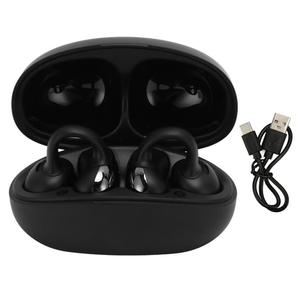Trådløse øreclips-hovedtelefoner Bluetooth 5.3 Vandtæt Intelligent Støjreduktion Knogleledning Earbuds Sort