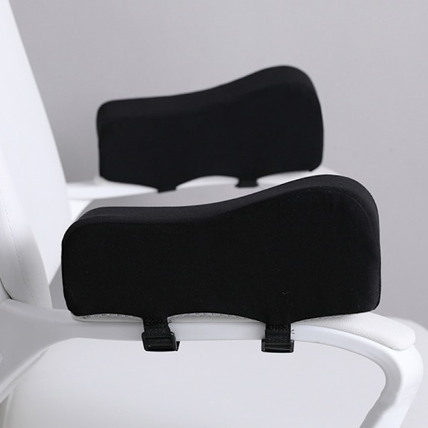 Ergonomiske stol armlæn puder Gaming stol armlæn puder albue pude buet model til computer kørestol sort bomuld foran 10cm bagpå 7cm