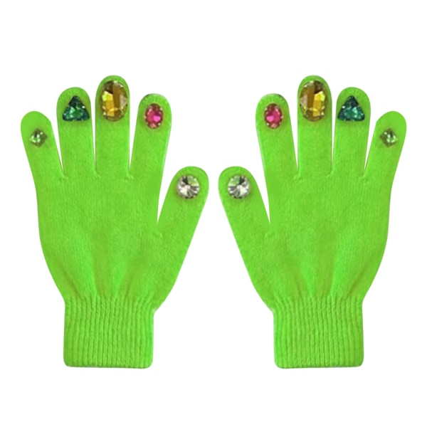 Rhinestone Nail Gloves DIY Professional Hold Warm Fortykning Full Finger Myke Nail Rhinestone hansker for manikyr grønn