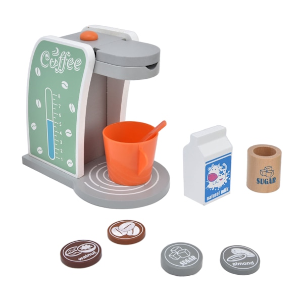 Kaffetillverkare leksak i trä, mini silmulation låtsas kaffetillverkare leksak lekset för barn födelsedagspresent