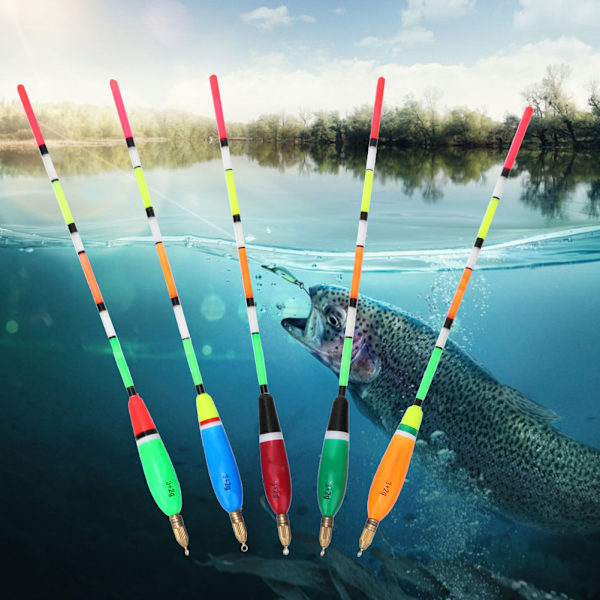 5kpl Monivärinen Balsa-puukalastus kelluva Bobber Bite Indicator -kalastusvälineet (3+2g)