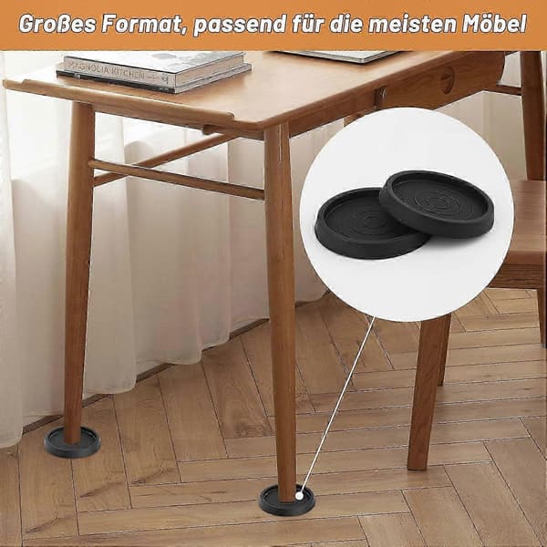 Silikone stolebensbeskyttere - 6-pak runde møbelbeskyttere, 6,4 cm, kompatible med de fleste bordben, sorte
