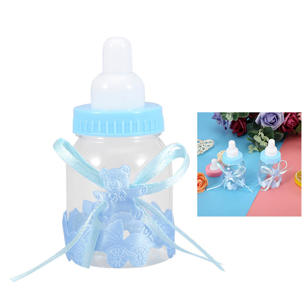 24 stk. fyllbare flasker søte godteribesker gave til babyshower-festdekorasjoner (blå)
