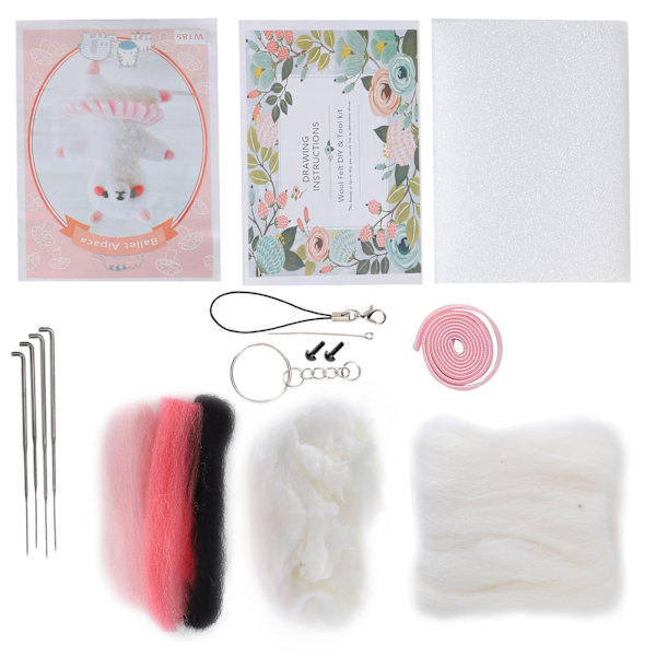 Nålfiltningskit Ull Kemisk Fiber DIY Djur Handgjord Leksak Konst Hantverk för Nybörjare(185# Balett Alpacka )