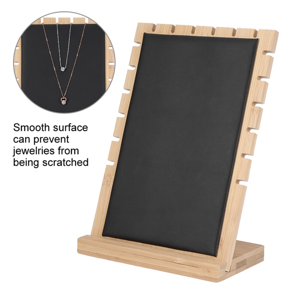 Træ Halskæde Armbånd Vedhæng Smykker Organizer Display Holder Stand Rack (sort)