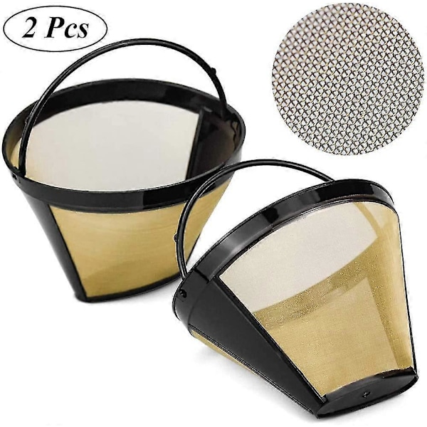 Genanvendelige kaffefiltre i rustfrit stål - 2 stk., fintmasket, permanent filter til de fleste kaffemaskiner