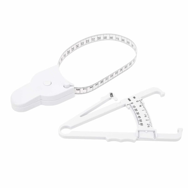 Skin Fat Caliper Press Type Clip Clear Scales Høy nøyaktighet mm Inch Body Measure Tape Hvit