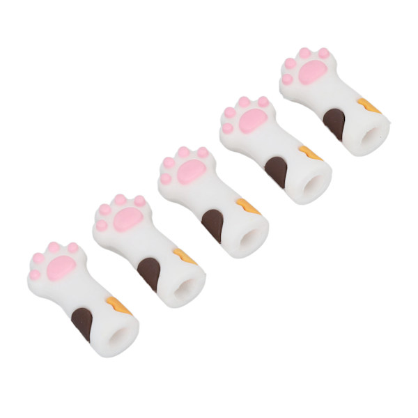 5 stk. Cuticle Saks Cover Protector Cat Pote Form Silikone Cuticle Trimmer Beskyttende ærme til negle og tånegle Hvid