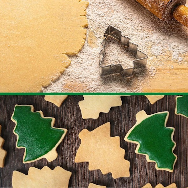Sett med 5 Juletré Pepperkakeformer i Rustfritt Stål for Baking, Kjeks, Fondant