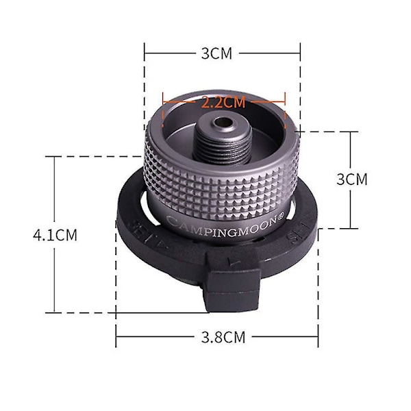 Låsende konverteringsadapter, til dyseflaske type/butangaspatron/skrue-på type gasbeholder/lindal ventilbeholder (z11)
