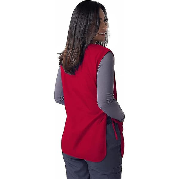 Apron Work Apron Apron 2 Front Pockets Dirt-Repellent Sleeveless Cleaning Chef Men Women Red