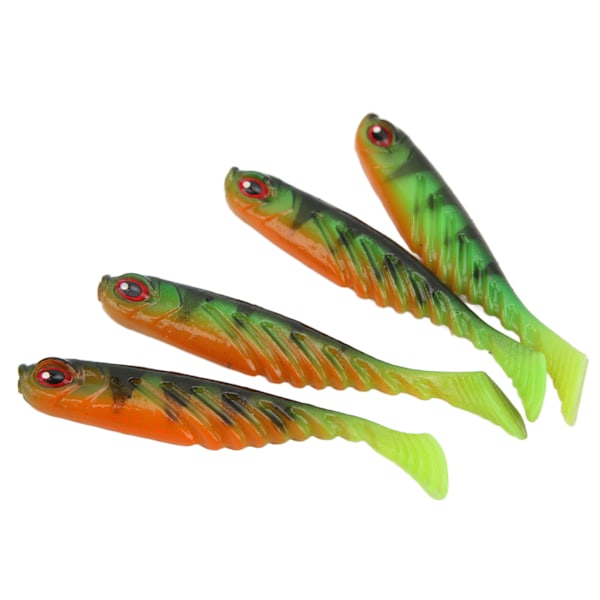4PCS AR48 75mm/3.2g T-svans mjukt bete dubbla färger konstgjorda fiskedrag wobbler TacklePard grön