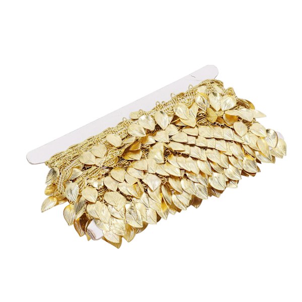 Guld blad girlang 10 meter gnistrende metall blad bånd trim for DIY trim dekorasjoner skrå blad form