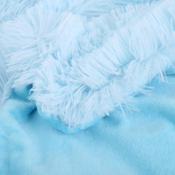 1 st Plush Faux Fur Filt, Supervarm, Hög Kvalitet, Mjuk och Mysig, 160x200cm, Ljusblå