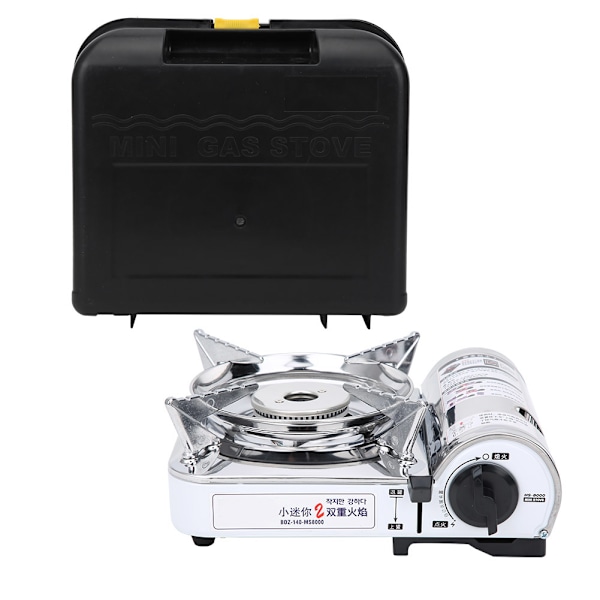 MS-8000 Bärbar Gasspisbrännare Campingkassett Ugn Vindtät för Camping Picknick Grill (Silver)
