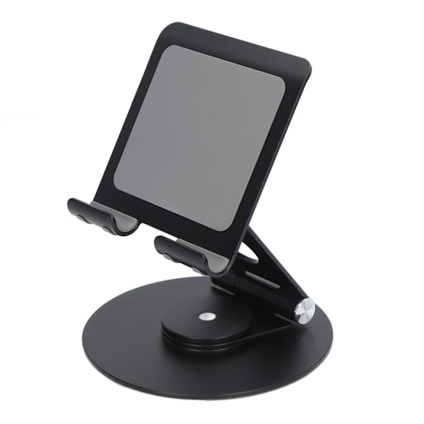 Foldbar telefonholder 360 graders rotation justerbar højde aluminium skrivebordsstativ med stabil base til bærbare computere under 17,3 tommer sort