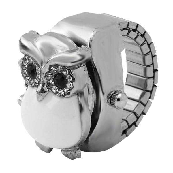 Watch Käännettävä cover Vintage Owl Pattern Unixes Finger Quartz Watch(valkoinen)