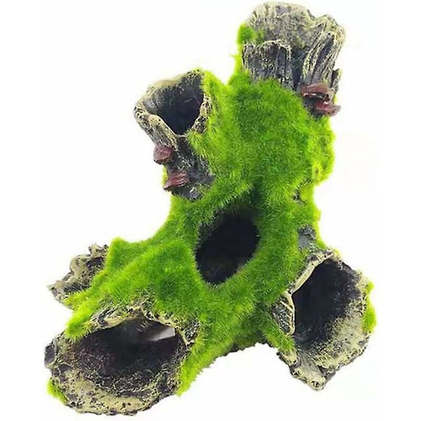 Akvarium Trestubbe Dekorasjon, Resin for Akvarium Dekorasjon, Naturlig Utseende 16.2*10.5cm