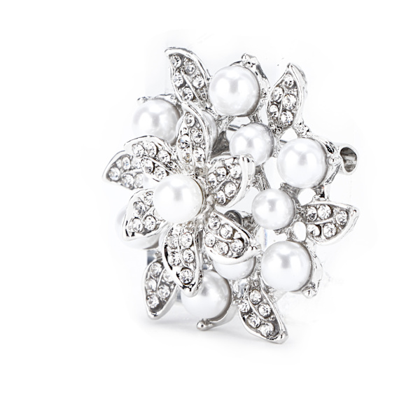 Brosch Diamond Flower Pearl Legering Mode för utsökt Present tygdekorationerSilver