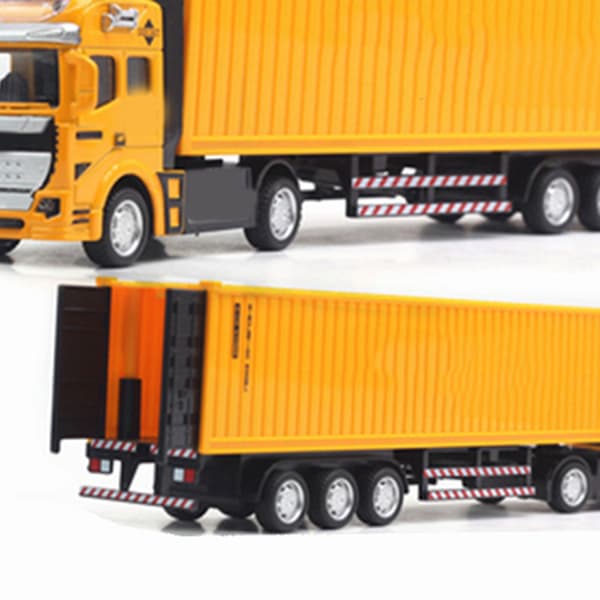 Trekk tilbake containerbil leketøy høy simulering plastlegering containerbil modell for gutter jenter barn gave gul