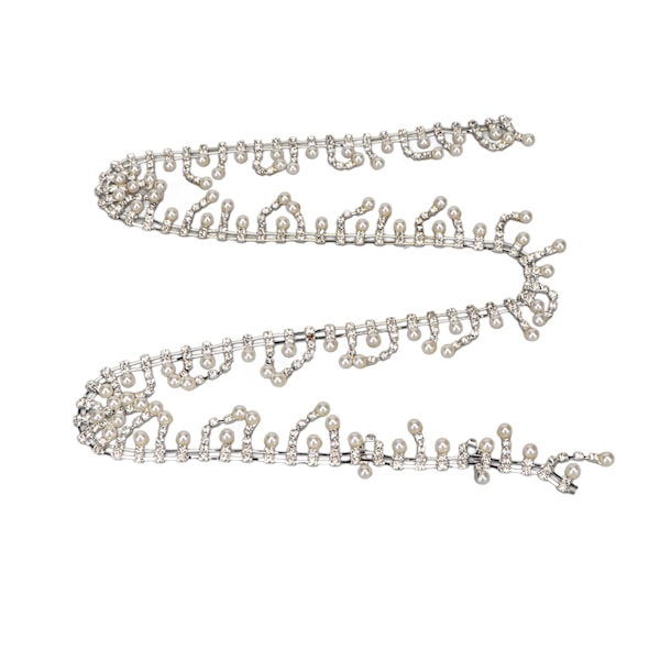 1 Yard Pearl Tofs Rhinestone Trim Utsökt fashionabla Pearl Rhinestone fransar för smycken Kläder Silver
