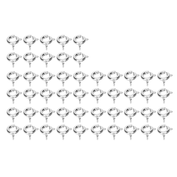 50 stk fjederringespænder 6 mm diameter 1,5 mm hul dekorative kobber runde låse til smykker sølv