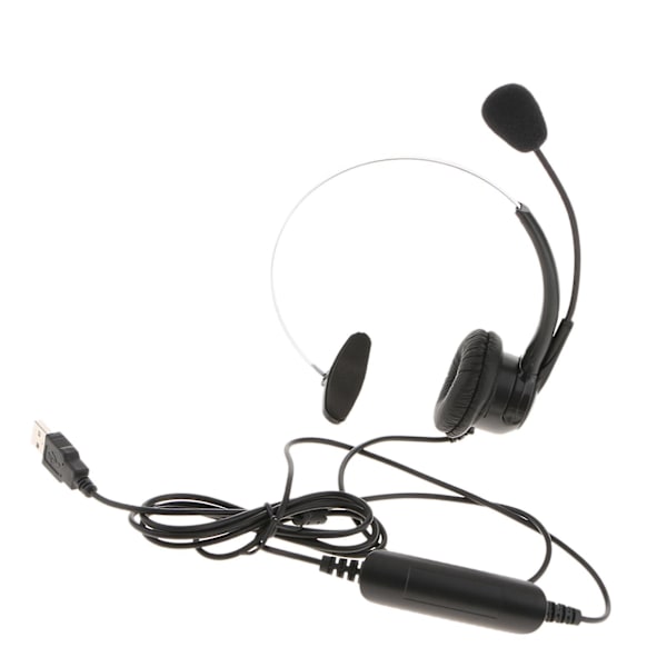 4 x Call Center Monaural USB-plugg Headset Hodetelefoner med Mikrofon for Datamaskin